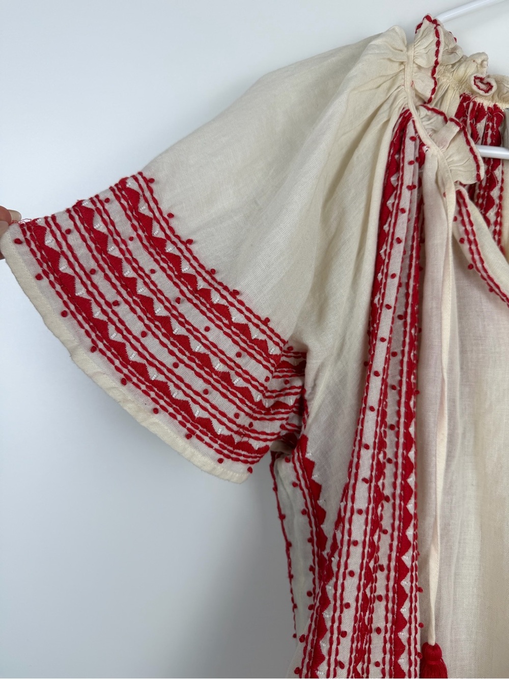 Sea New York Embroidered Peasant Blouse – Ivory/Red | Size Medium - Picture 9 of 13